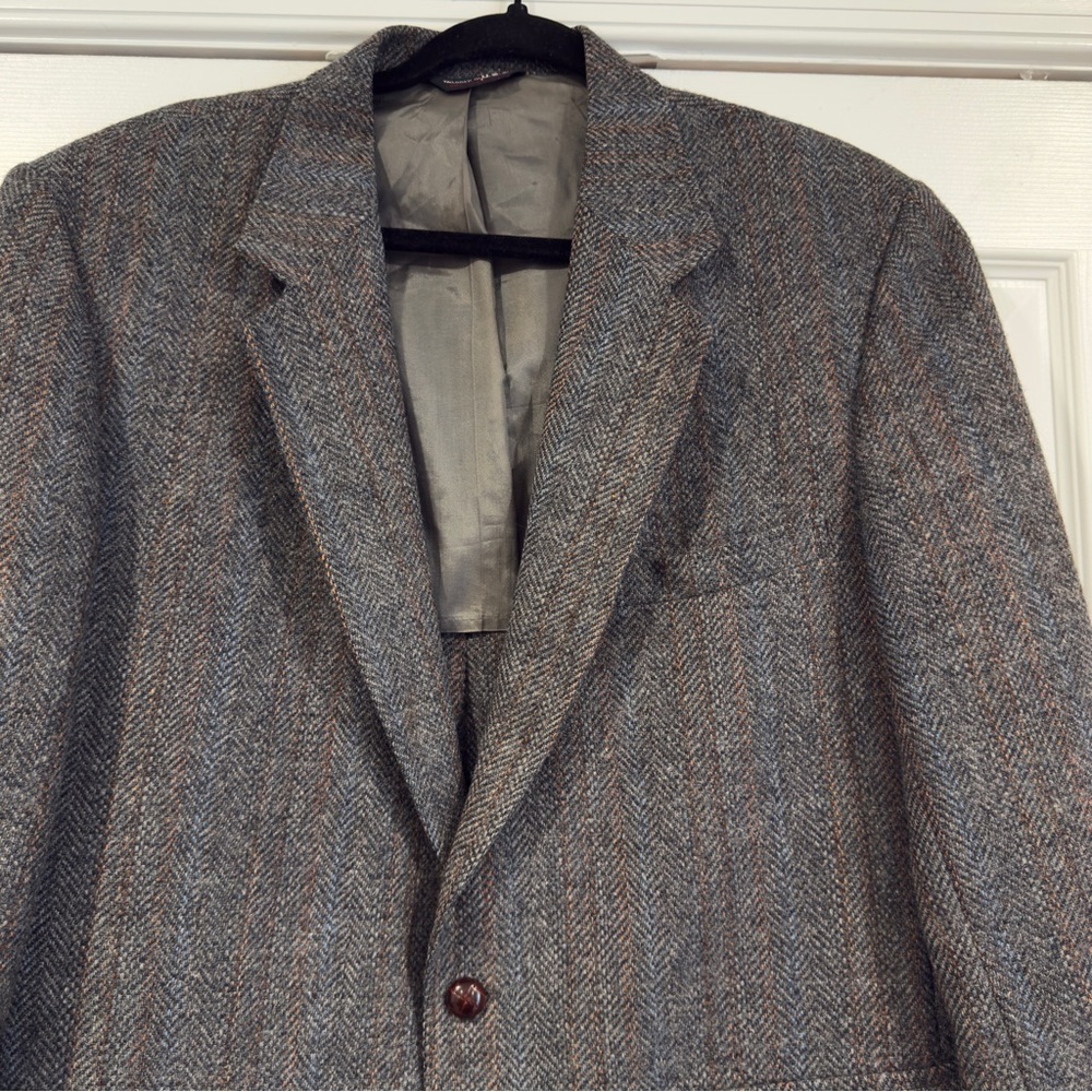VTG Garfinckel’s Wool Blazer Sport Jacket Herringbone Gray Men Size 41 Old Money - Picture 2 of 13